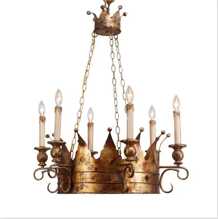 Американская ретро люстра из кованого железа старая антикварная лампа корона
