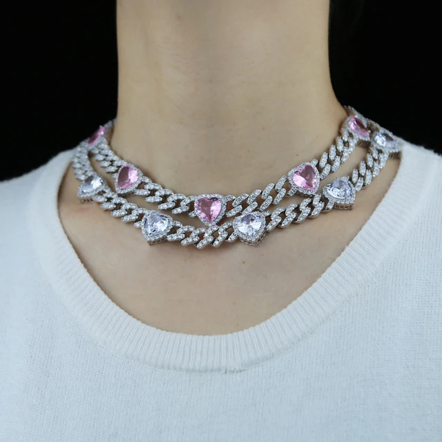 Sparkling Pink Heart Miami Choker 6