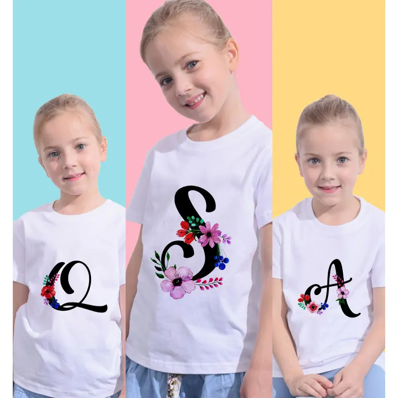 Unisex Girls Clothes Streetwear Boy Shirt Letter Name Unique New Print Kids Tops Toddler Girl Shirts 2 3 4 5 6 7 8 9 Years Old