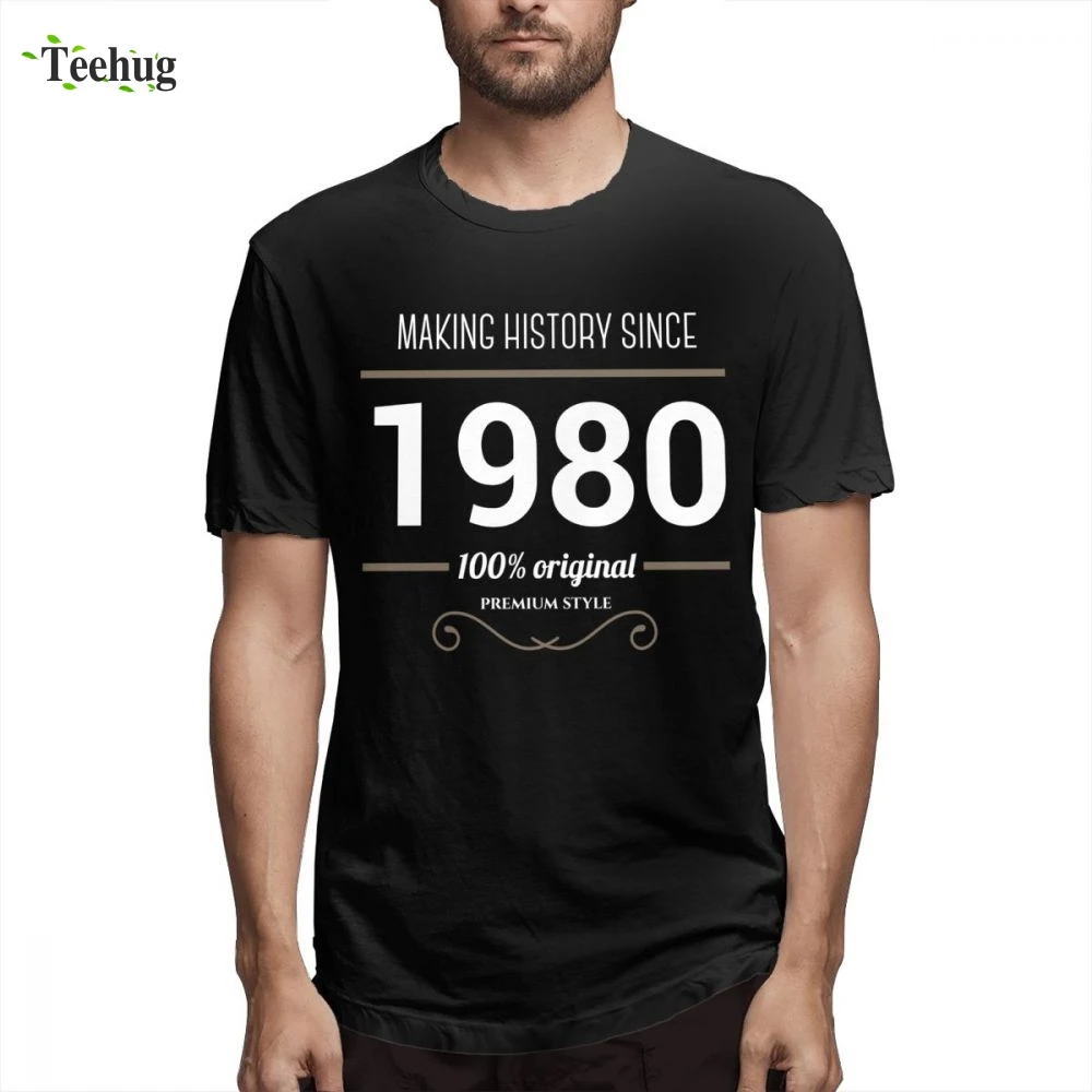 

Футболка Making History с 1980 года, мультяшный дизайн, Мужская Необычная футболка с круглым вырезом и уникальным дизайном, подарок на день рождения,...