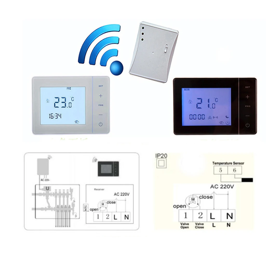 RF LCD Touch Screen Programmable Boiler Central Electric Heating Thermostat