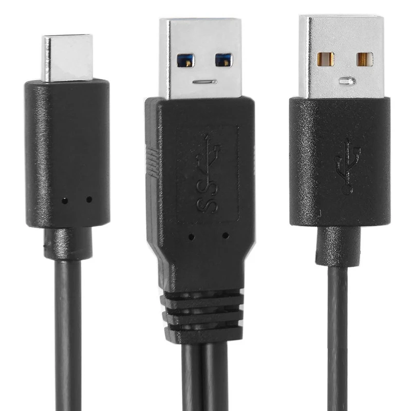 USB 3 0 Мужской и 2 двойной мощности данных Y к type-C USB-C кабель для ноутбука жесткий
