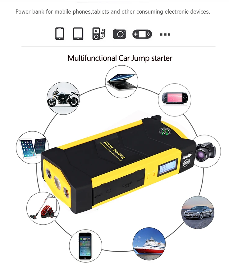 Водонепроницаемый автомобильный стартер 28000 мАч внешний аккумулятор 1000 А 12 В