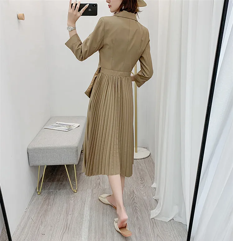 Винтажный Блейзер платья женское модное лоскутное гофрированное платье с