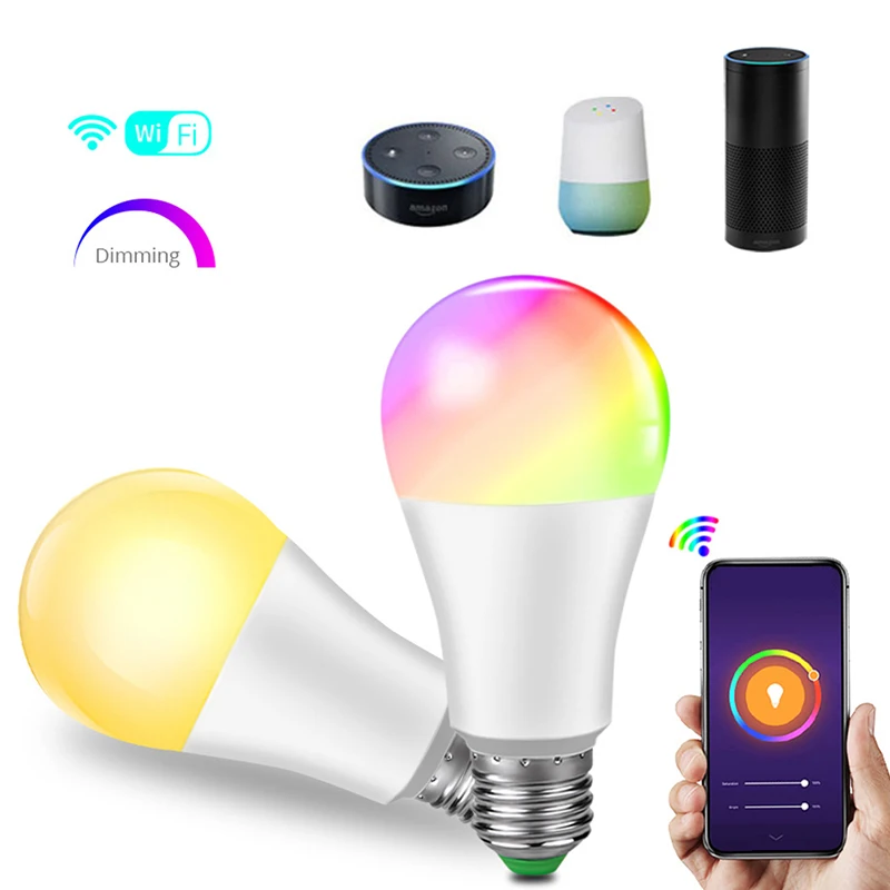

15W WiFi Smart LED Light Bulb E27 B22 Ampoule LED Intelligent Dimmable Night Lamp Apply to alexa google Home Assistant