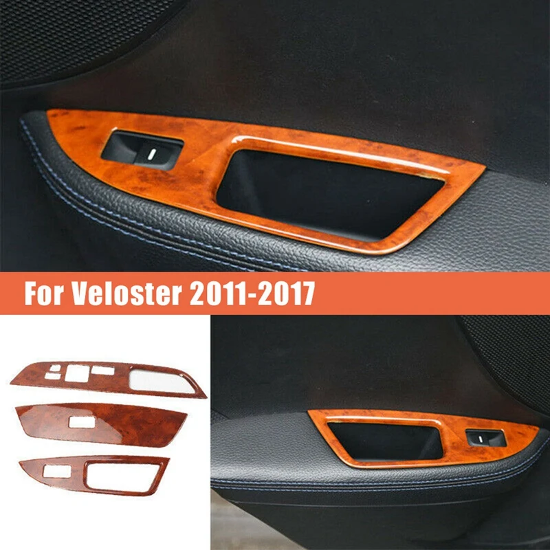 

3Pcs for Hyundai Veloster 2011-2017 Peach Wood Grain Window Lift Switch Button Panel Cover Trim Interior Decoration