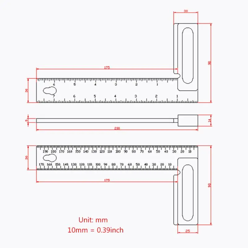 

200mm L-Square Angle Ruler 90 Degree Hole Positioning Measuring Ruler Scriber