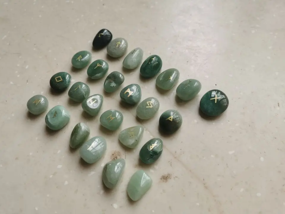 Натуральный Руна камни комплект ювелирных изделий полированный гравированный