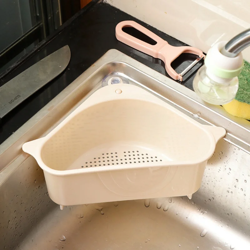 

Triangle Shape Sink Storage Rack Drain Shelf Suction Cup Sink Soap Holder Kitchen Sucker Storage Drain Rack Corner Organizer