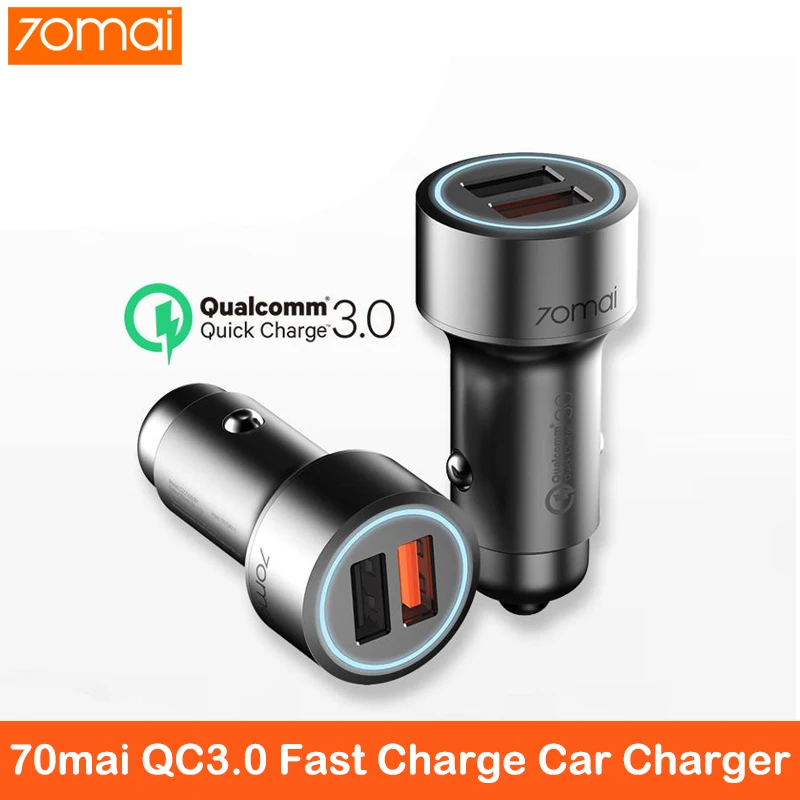 70mai usb aux QC3.0 Быстрая зарядка двойной USB Автомобильное зарядное устройство 70 mai usb 12 v-24 v Автомобильное зарядное устройство Android iOS для iPhone