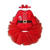 christmas newborn long sleeve romper skirt hairband christmas sequin decoration festive clothing yarn skirt princess skirt