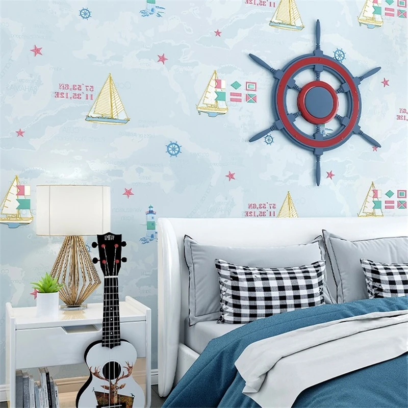 Beibehang мультфильм парусный корабль обои для стен гостиной Дерево Обои рулоны дома