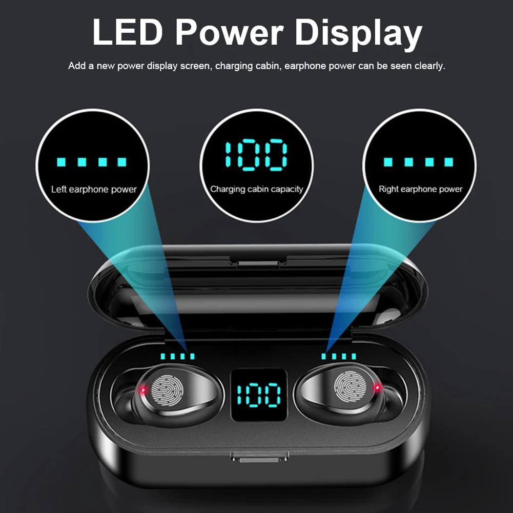 Мини Bluetooth 5 0 Беспроводной наушники Мощность Дисплей сенсорный Управление