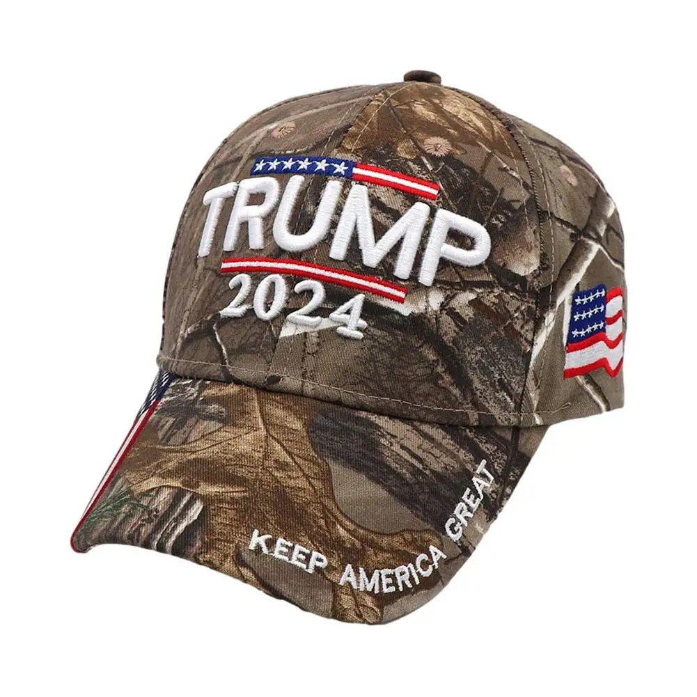 

2024 Cap Camouflage USA Flag Baseball Caps Keep America Great Again President Hat 3D Embroidery Wholesale