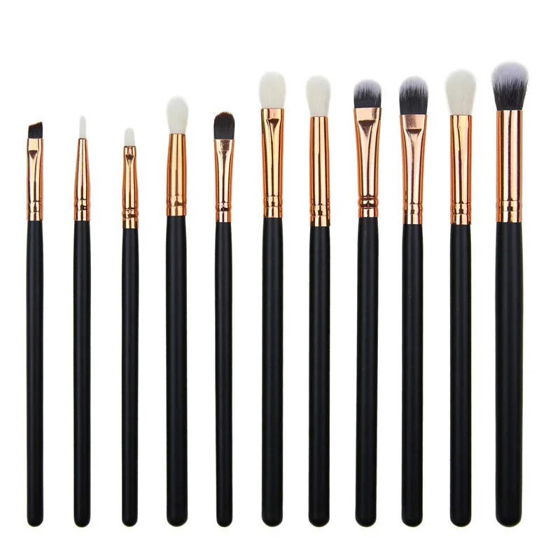 Bettyliss 12 шт. кисти для теней для макияжа Набор Pro pinceaux maquillage кисть для смешивания бровей кисти для макияжа мягкие синтетические волосы - Handle Color: Black