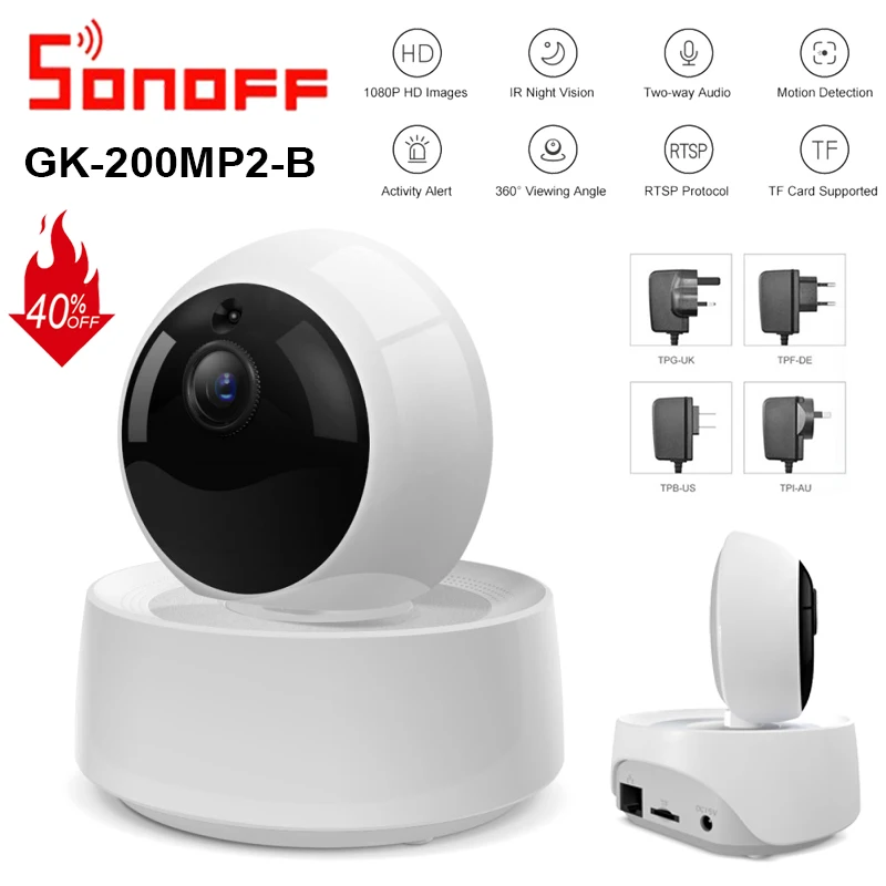 Интеллектуальный выключатель света Sonoff GK 200MP2 B 1080P HD Wi Fi Беспроводной IP