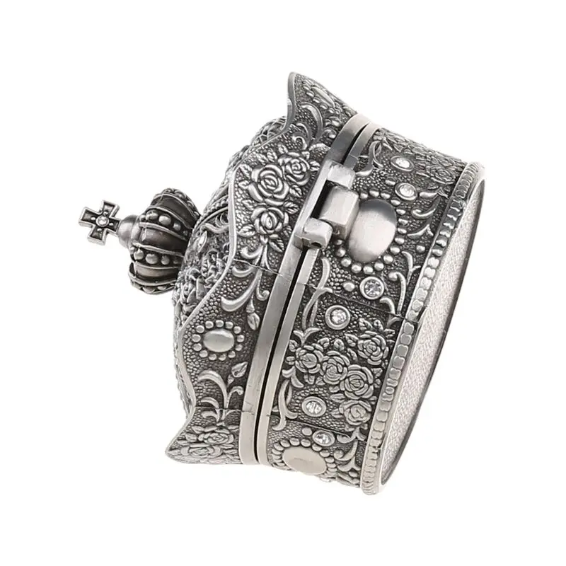 

Vintage Jewelry Box Antique Crown Design Trinket Treasure Chest Storage XXL X7JB