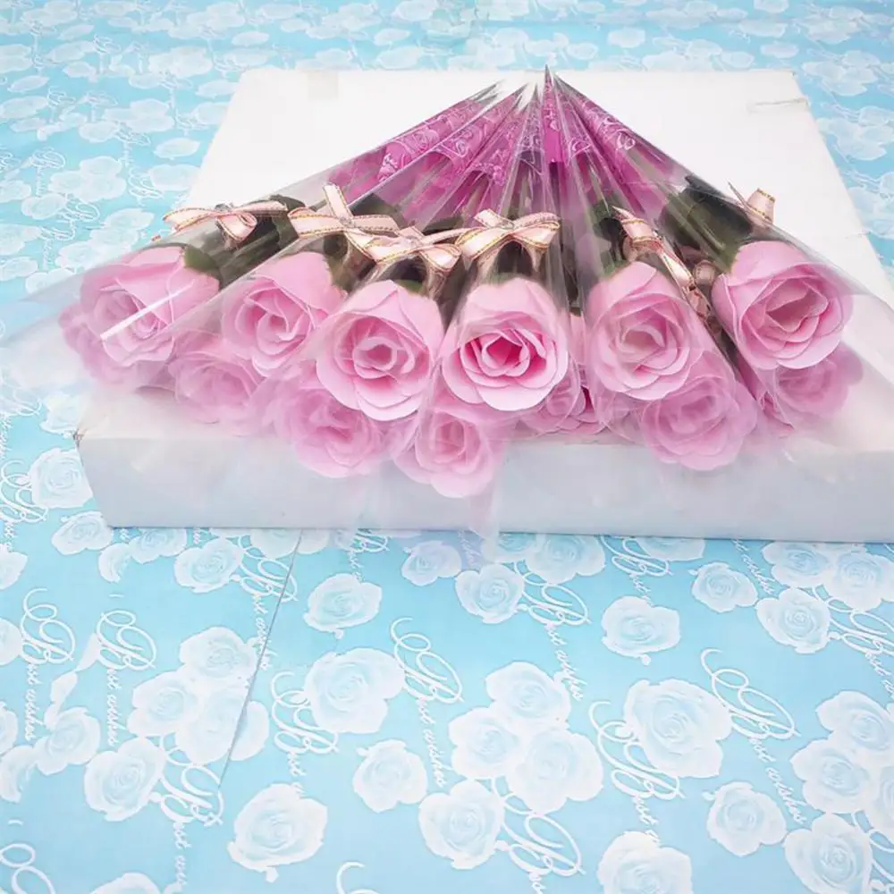 Creative 10 Pcs Single Stem Artificial Rose With Plastic Packaging Soap Made Flowers Valentine's Day Gift Birthday Party Decorat | Дом и