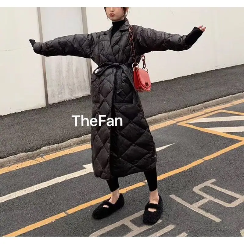 JuneLove длинное зимнее пальто с ромбовидным узором повседневные женские парки