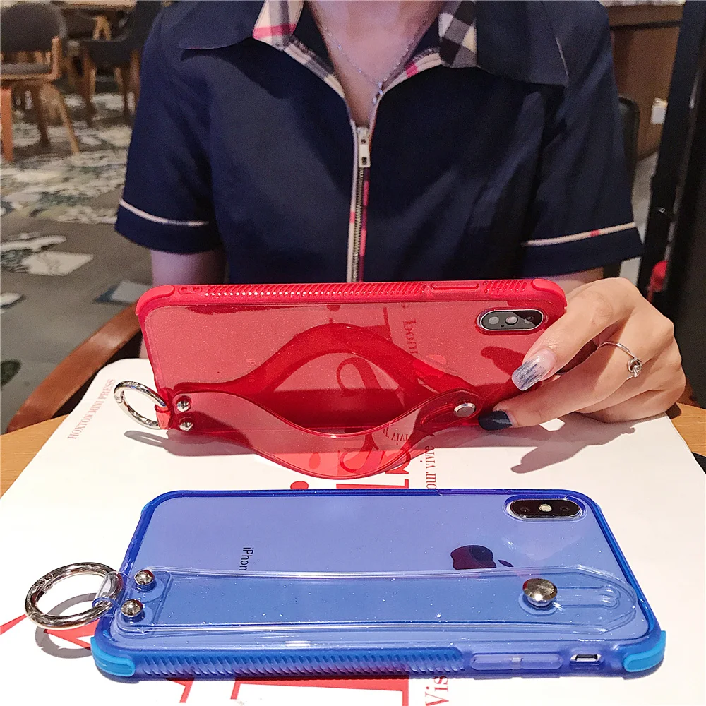 NFH Тонкий блестящий браслет ударопрочный чехол для iPhone 6 6S Plus X XS XR XS Max 7 8Plus силиконовый браслет чехол-подставка