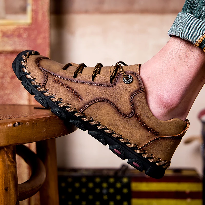 

Autumn Genuine Leather Men Shoes Breathable Cowhide Casual Lace-up Winter Male Footwear Non-slip Luxury Handmade Trendy