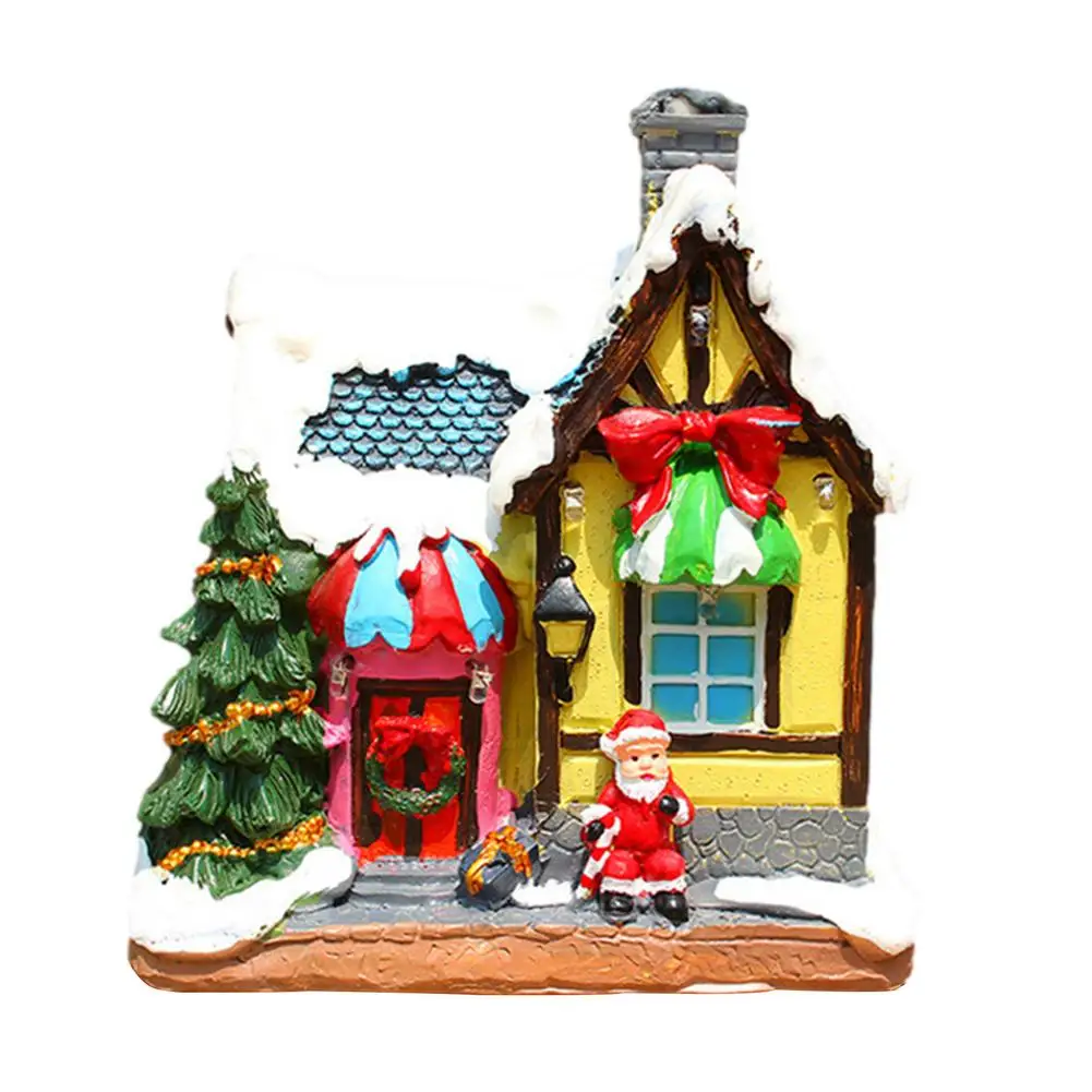

Christmas Small House Decoration With LED Lights Christmas Scene Snow Scene Village House Building Set Christmas Scene Village H