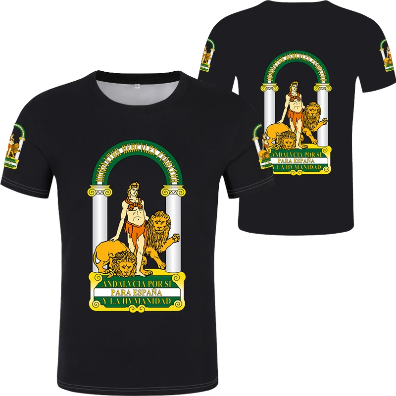 

ANDALUSIA flag t-shirt print flag word malaga cadiz granada huelva almeria spain Hip-hop clothing