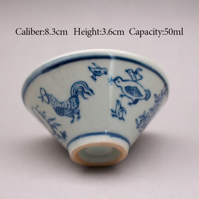 Late Qing Dynasty Civil Kiln Blue and White Hat Cup Chicken Crock Cup Antique Ceramics Antique Old Goods Collectibles NO.YZ152