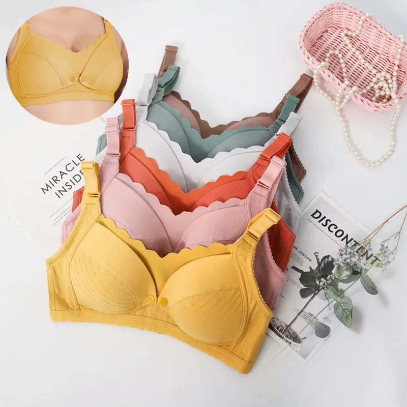 

Breastfeeding Bra Cotton Pregnancy for Feeding Maternity Nursing Bras Elastic Cozy Underwear Bras Colorful Gathered Anti-sag