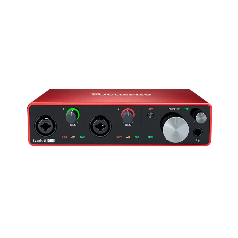 Новая версия Focusrite Scarlett 4i4(3rd gen) 4 входа 4 выхода USB аудио интерфейс звуковая карта для записи микрофон Гитара Бас