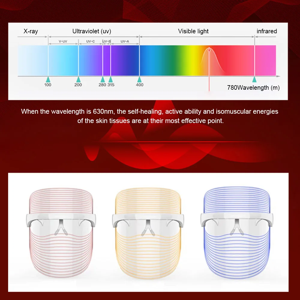 Светодиодный фотонный инструмент для омоложения красный оранжевый и синий