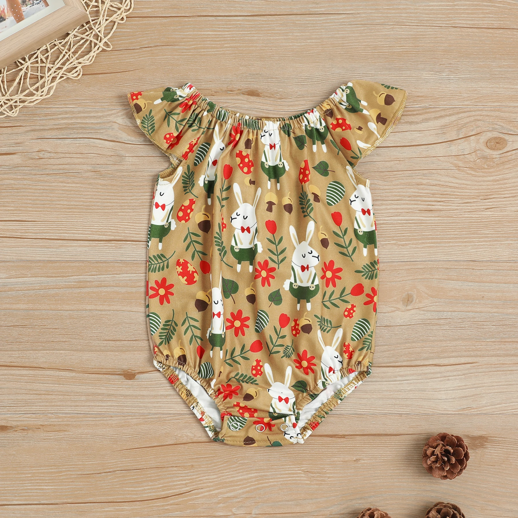 PatPat 2020 новый летний комбинезон с милым кроликом и цветочным принтом