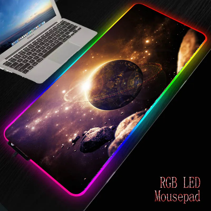 MRGBEST Космос полный RGB большой коврик для мыши светящийся грязеотталкивающий