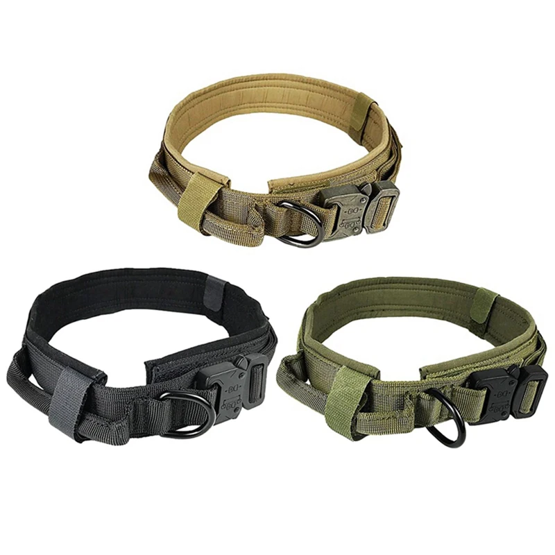 

Tactical Dog Heavy Duty Collar With Control Handle Pet Adjustable Military Training Walking Collar for Outdoor
