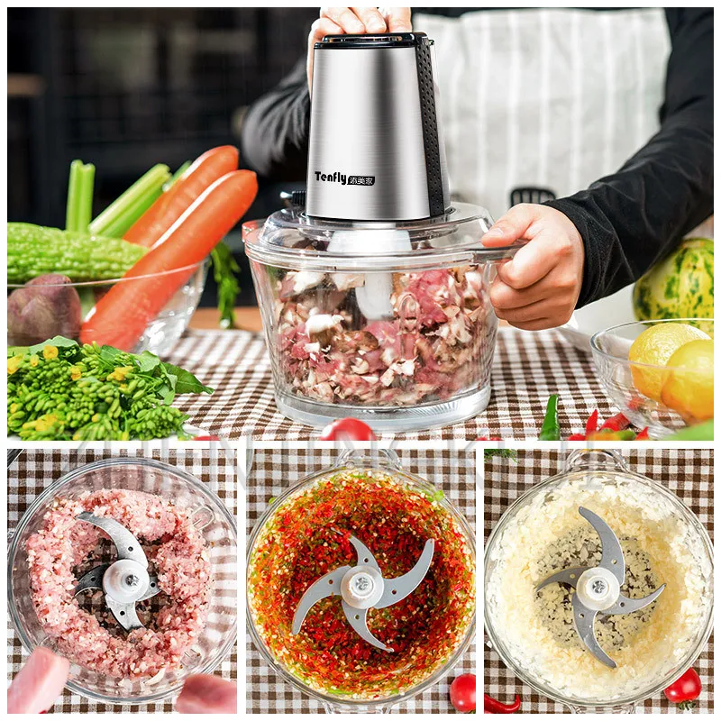 Electric Meat Grinder Home Small 220V Multifunction Stainless Steel Blender Chopper Sausage Stuffer Mincer Food Processor | Бытовая
