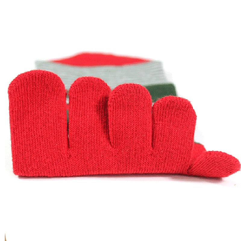 5 Pairs Men Quality Cotton Socks with Toes Bright Colors Striped Five Finger Crew Socks Young Man Boys Autumn Winter Warm Socks