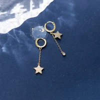 s925 sterling silver new exquisite light luxury earrings stud diamond star drop earrings buckle womens asymmetric earrings gift