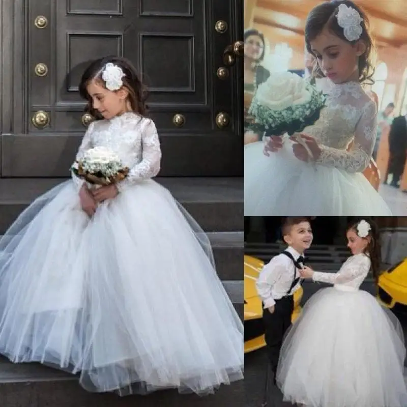 

cheap flower girl dresses for weddings 2019 long sleeve first communion dress little girl christmas pageant dresses for girls
