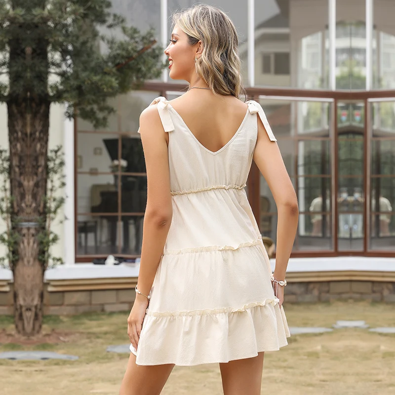 

JIAK 2021 Hot Summer Sexy Tank Dress Women's Loose Casual Dresses For Woman Lace-up Dresses 2021 Office Lady Fashion Dress Robe