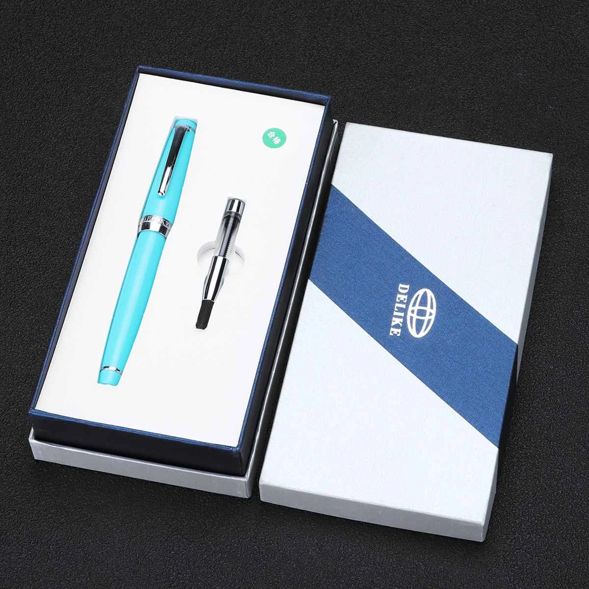 

Delike Elegant 0.38mm EF Bent Extra Fine Nib Fountain Pen Silver Clip Financial Pens With Gift Box Students Practice Calligraphy