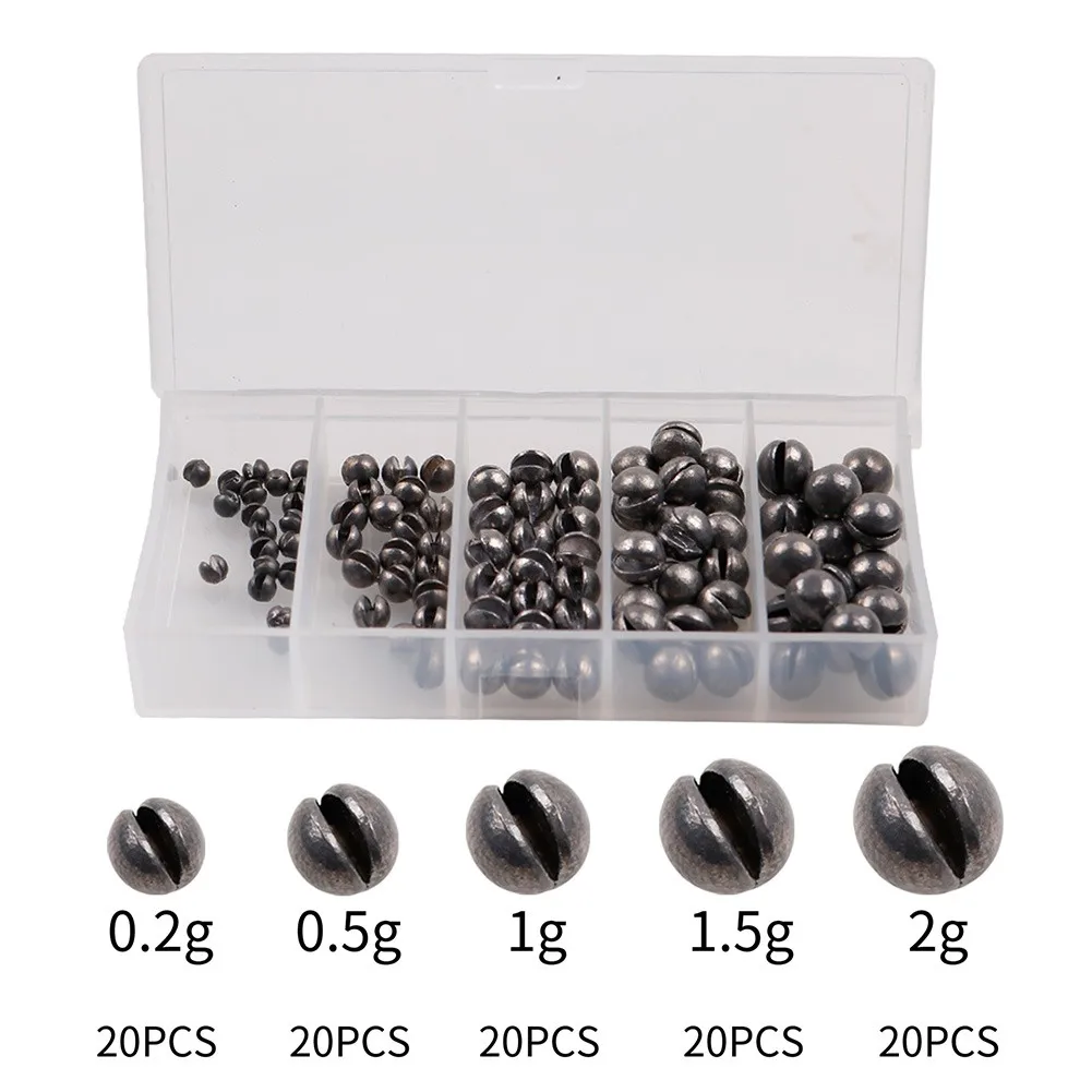 

100pcs Open Bite Lead Set Bare Fishing-Clip Drop Biting Round Plumb Bob Durable Metal Carp Fishing Accessories Tackle Pesca
