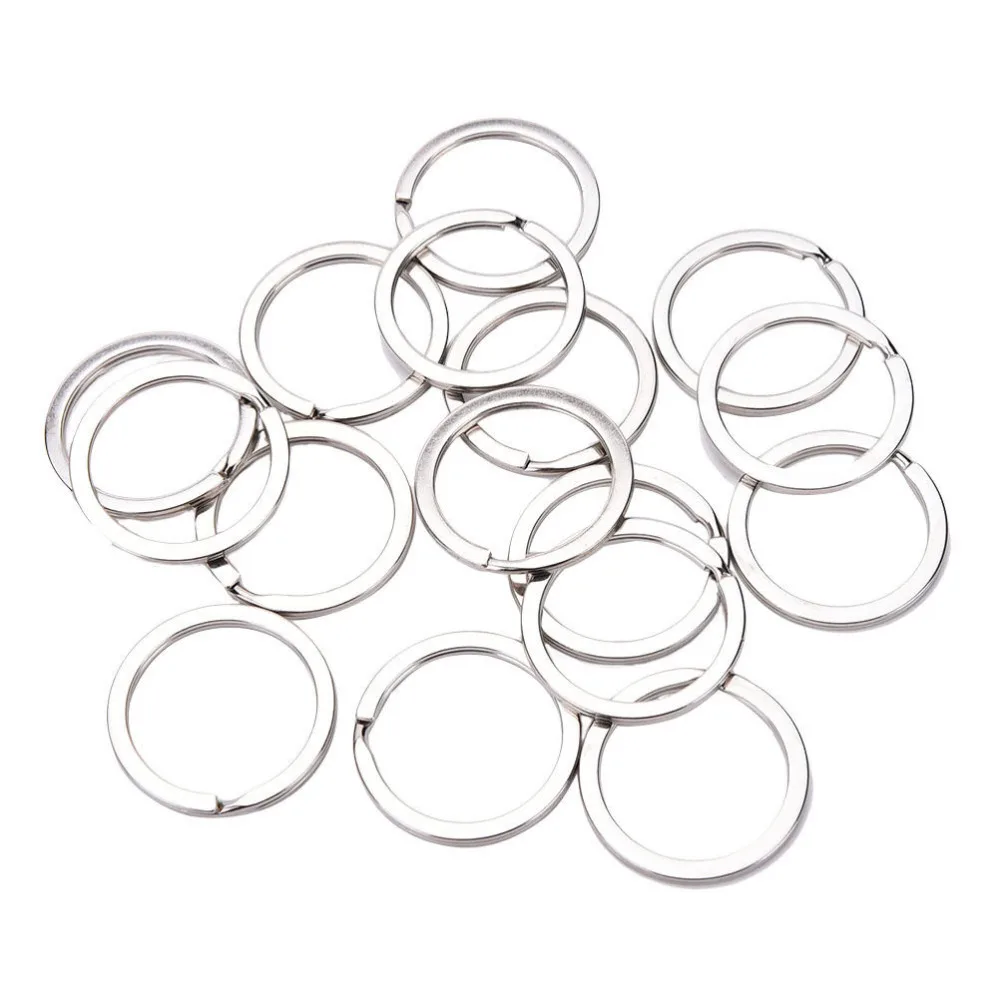 Новинка 100 шт./компл. брелки серебряного цвета из нержавеющей стали круглый 25 мм