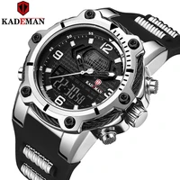 kademan thick case military sport men watches top luxury brand watch 3atm dual movement lcd wristwatch casual male rubber clocks