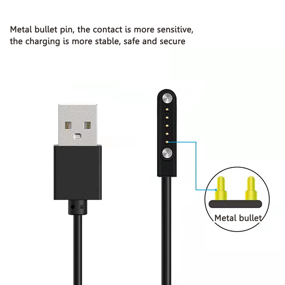 1pc Universal 5pin 12mm Space Smart Watch Magnetic Charging Cable USB 2.0 Male to 5 Pin Suction Charger for | Электроника