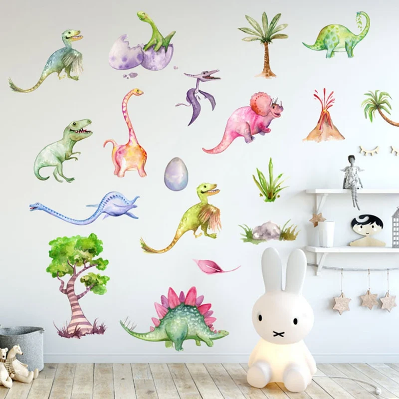 

Cartoon Colorful Dinosaurs Wall Stickers PVC DIY Kids Room Nursery Home Decoration Wall Decals Backdrop Wallpaper Lovely