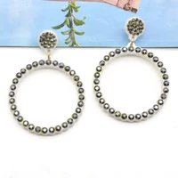 oversized round chunky rhinestone earrings women party ear jewelry