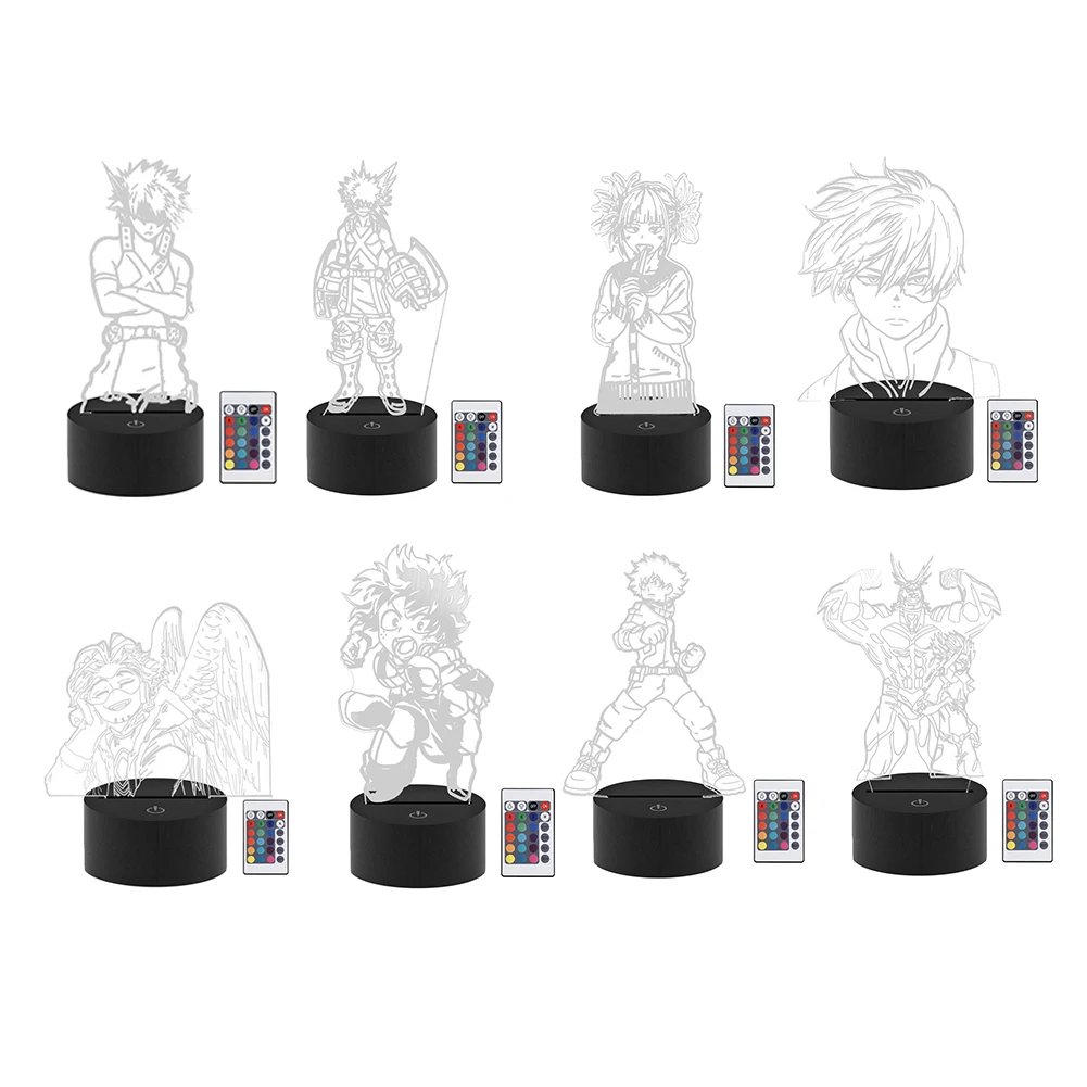 

3D Lamp Izuku Midoriya Figure Bedroom Nightlight Led Touch Sensor Room Lighting Anime My Hero Academia 7/16 Color Led Night Ligh