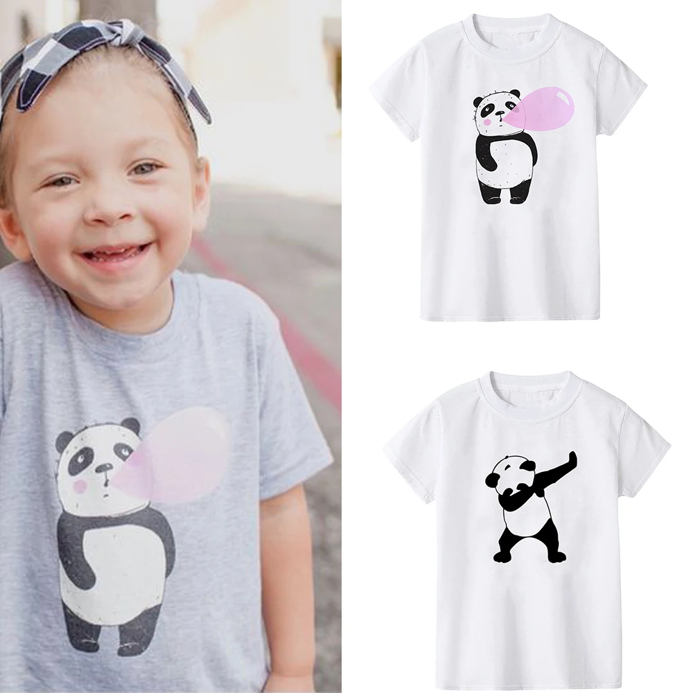 

Life is better with a panda shirt Cartoon Cute Panda t-shirt Boys tops Fashion Short Sleeve Print tees Summer Kids Shirt