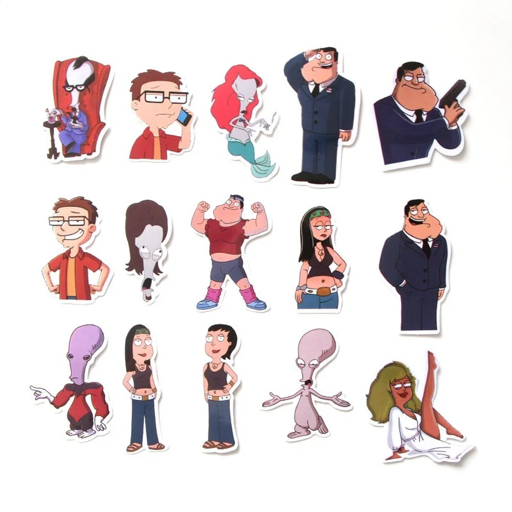 55Pcs/Pack Cartoon American Dad! Graffiti Stickers for DIY Luggage Laptop Refrigerator Motorcycle Skateboard Pegatinas Kids Toy | Игрушки и