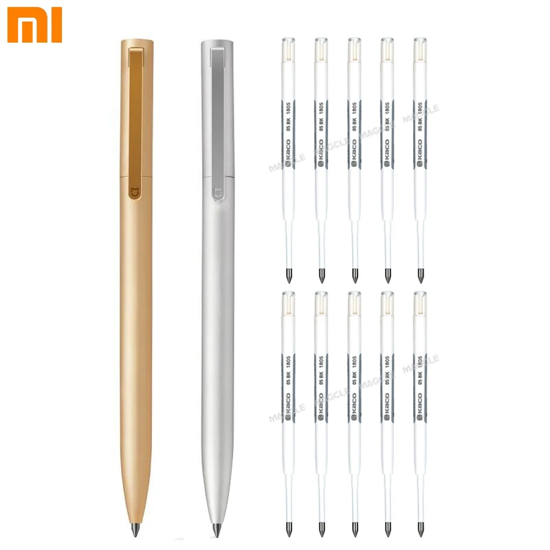 

NEW Original Xiaomi Metal Sign Pens Mi Pen Ballpoint Pen Smooth Switzerland Refill 0.5mm Japan Black Blue Ink Signing Pens